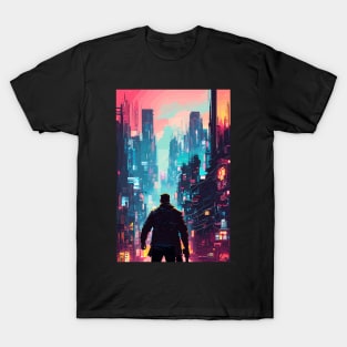 night city cyberpunk, cyberpunk art, neon art v27 T-Shirt